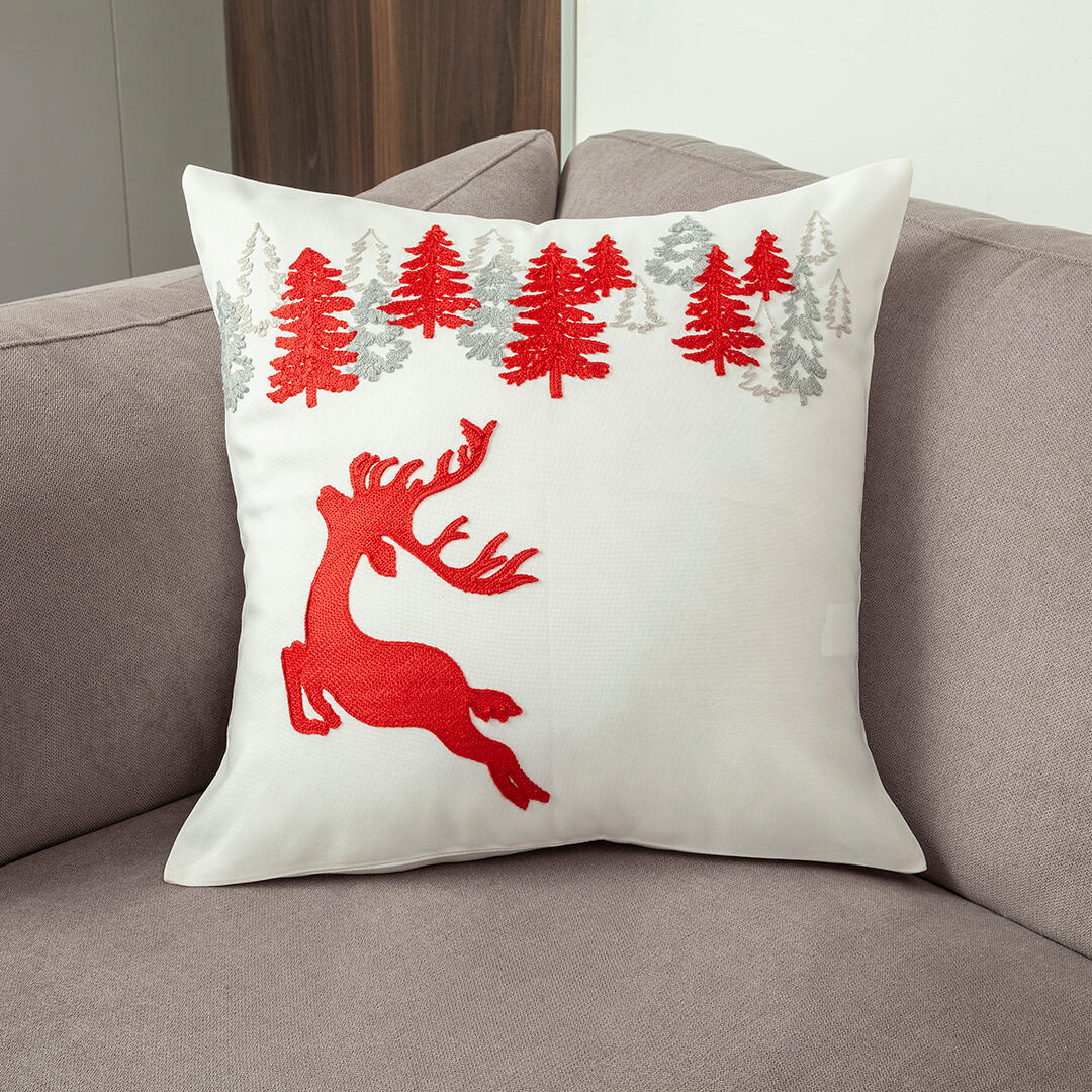 44 Par De Forros  Navideño Bordado Reno Fondo Blanco 