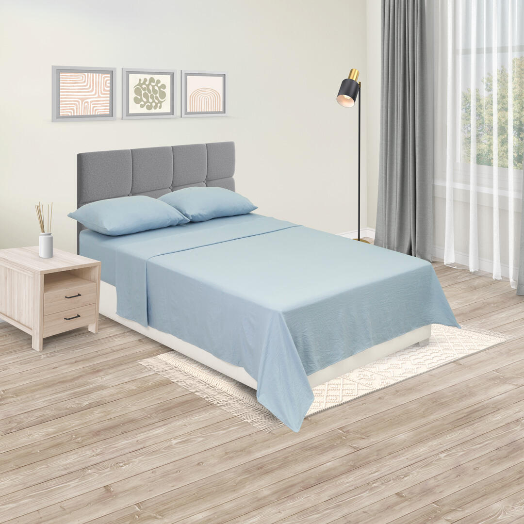 44JUEGO DE SABANAS COTTON SENSE AZUL CLARO