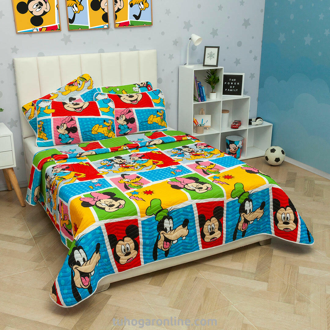 44CUBRELECHO PRENSADO CAMA DOBLE DISNEY MICKEY Y SUS AMIGOS