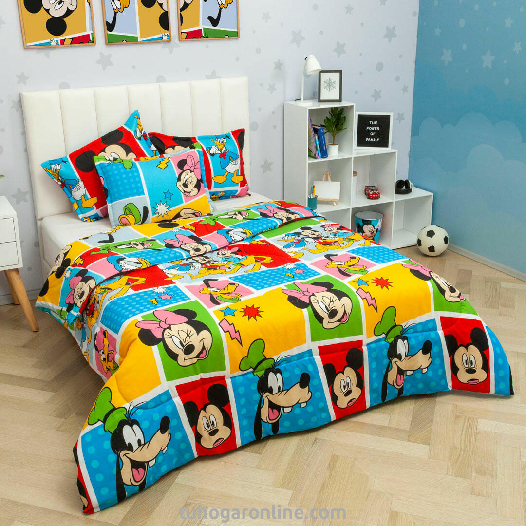 44CUBRELECHO ACOLCHADO CAMA SENCILLA DISNEY MICKEY Y SUS AMIGOS 