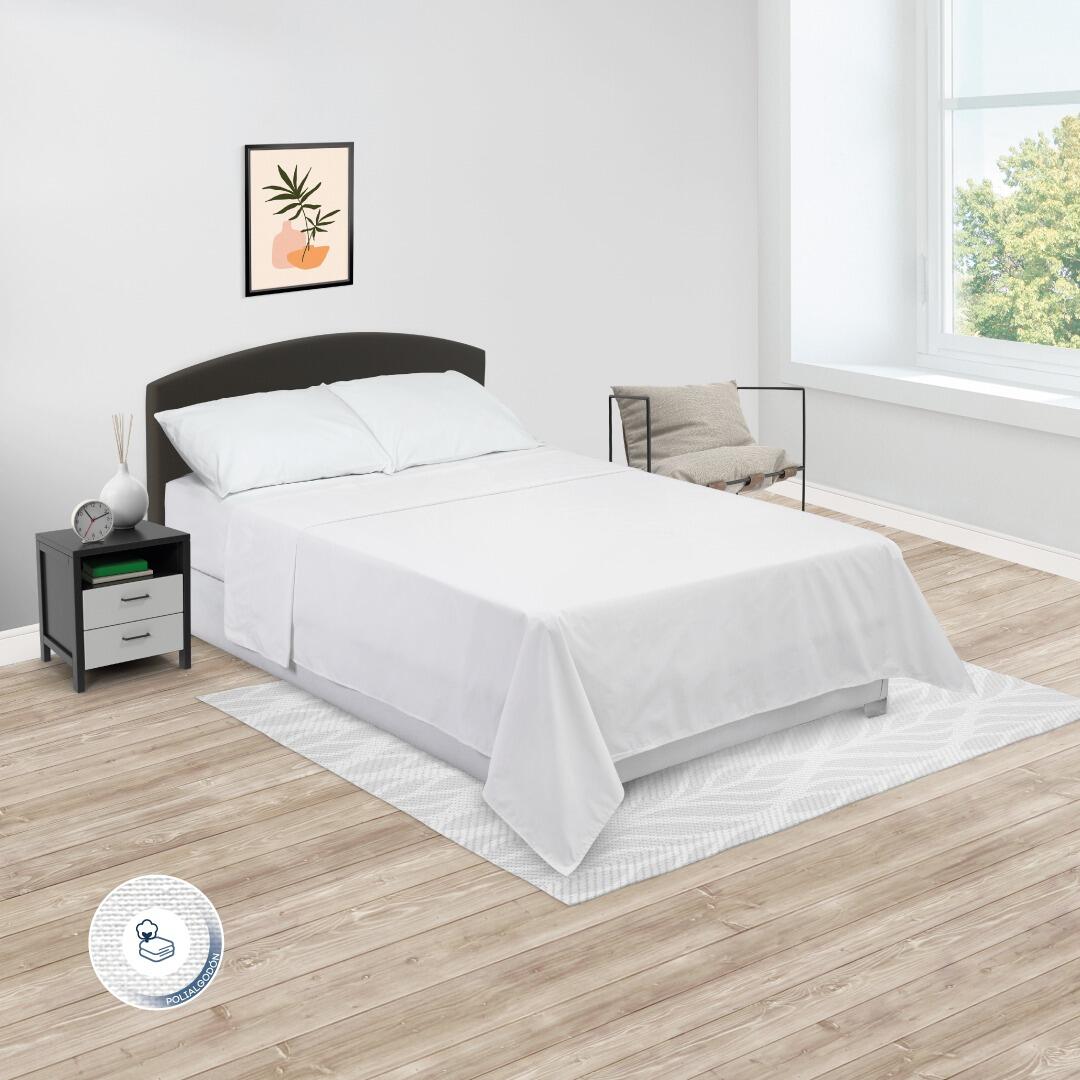 44JUEGO DE SABANA 180 HILOS BLANCA