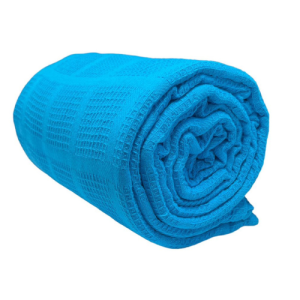 44Sobrecama En Colcha Tela Galleta Algodón Cama Doble Azul