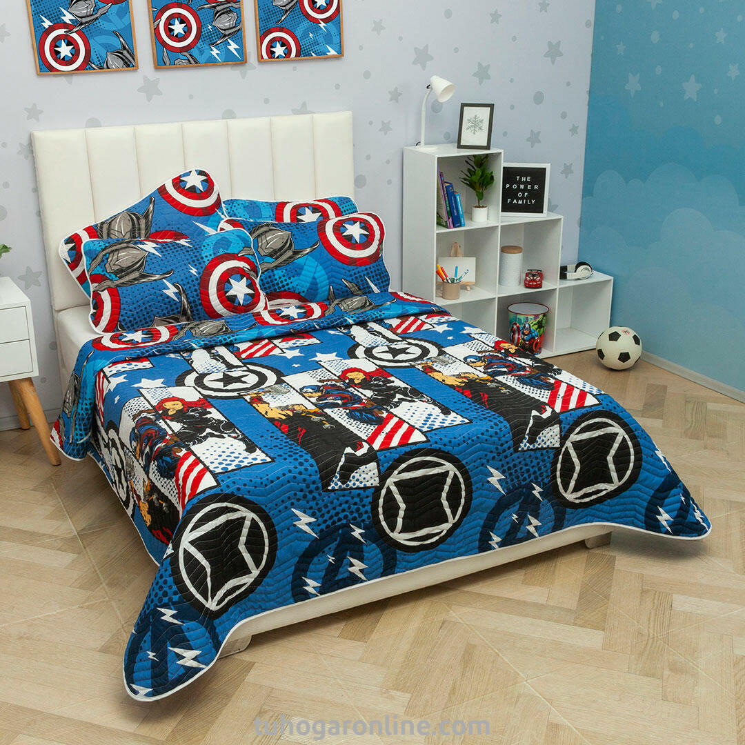 CUBRELECHO PRENSADO CAMA SEMIDOBLE  MARVEL  AVENGERS